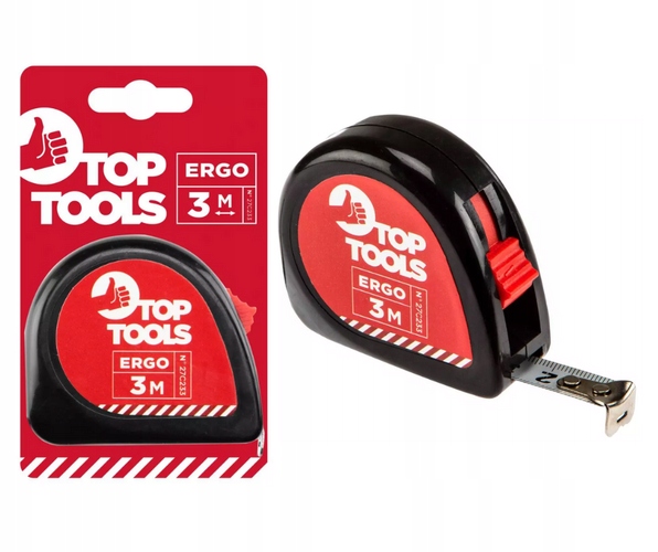 Miara zwijana stalowa 3 m x 12,5 mm Top Tools – blokada, klips, pasek - obrazek 3